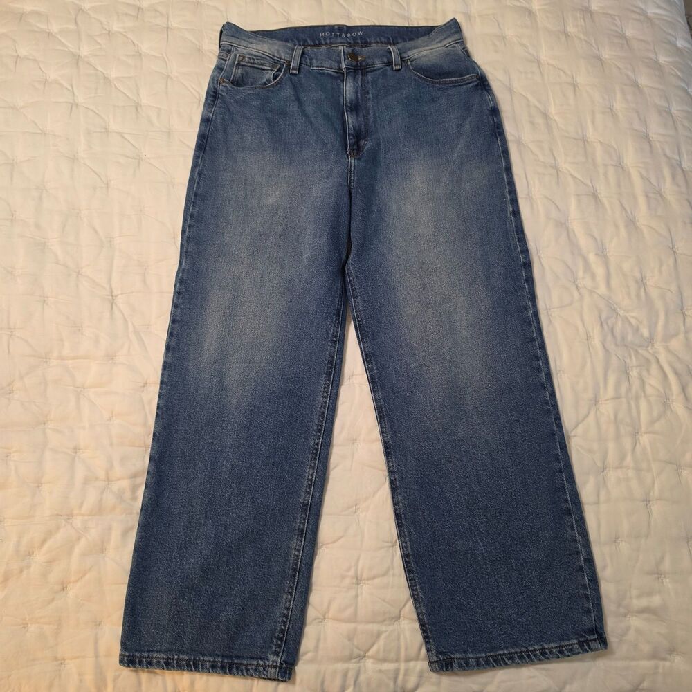 Mott & Bow The Gilmore Women's Cropped Straight Jeans Size 30 Medium Wash